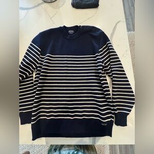 Saint James Sweater in Navy and White Stripes - 100% Wool